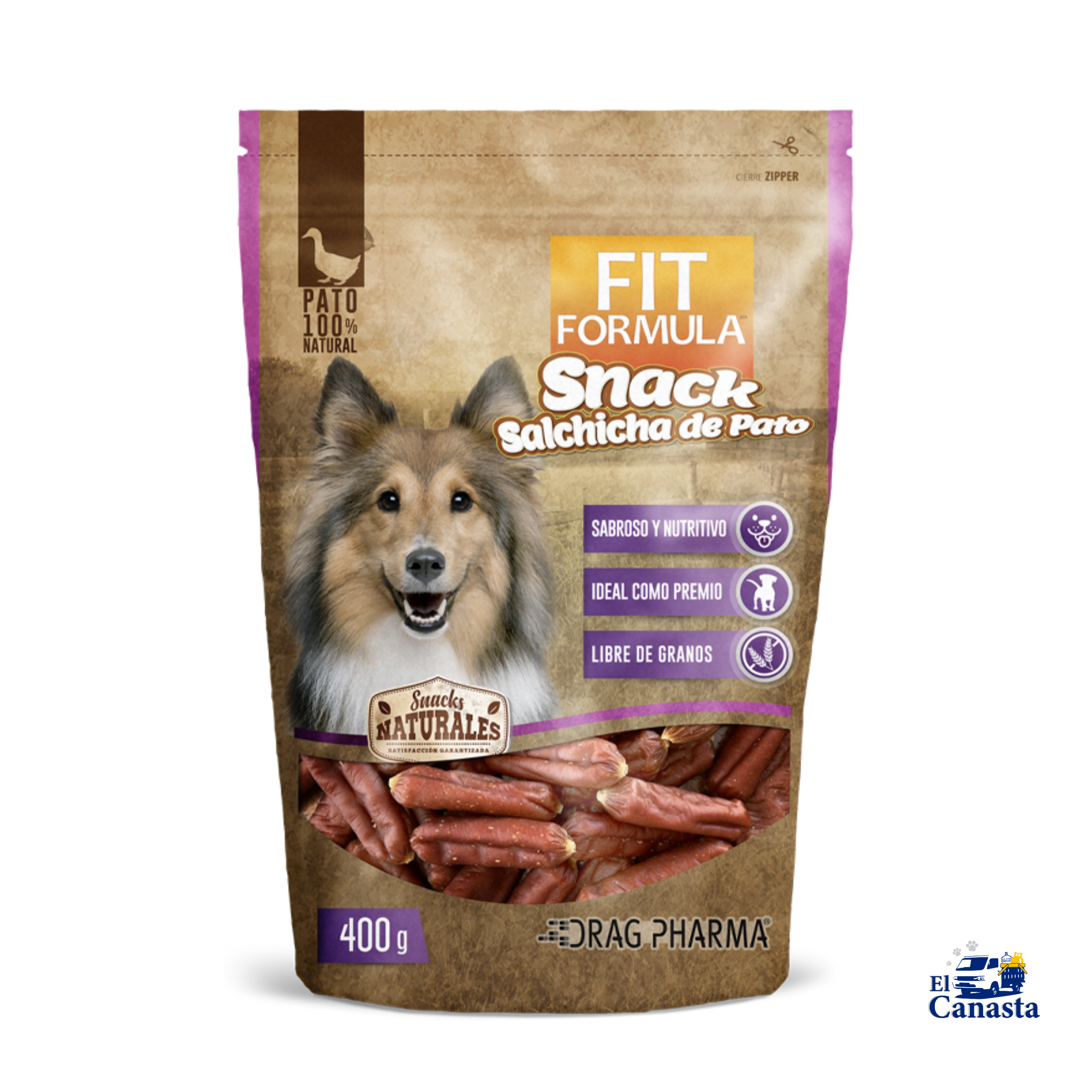FIT SNACK SALCHICHA DE PATO 400 GR, FIT FORMULA