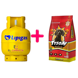 1 Recarga de gas de 15 kg. más un Tyson Adulto 25 kg