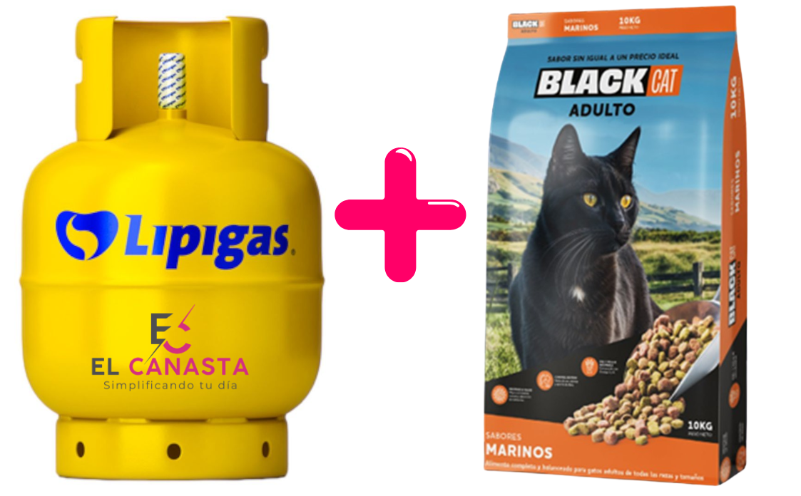 1 Recarga de gas de 15 kg. más un Black Cat 10 kg