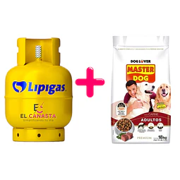 Una Recarga de gas de 15 kg. más un Master Dog Adulto 18 kg.
