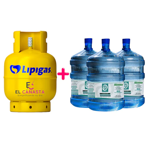 Una Recarga de Gas de 15 kg. Más 3 recargas de agua purificada de 20 lts.
