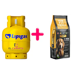 1 Recarga de gas de 15 kg. más un Fit Formula Adulto 20 kg