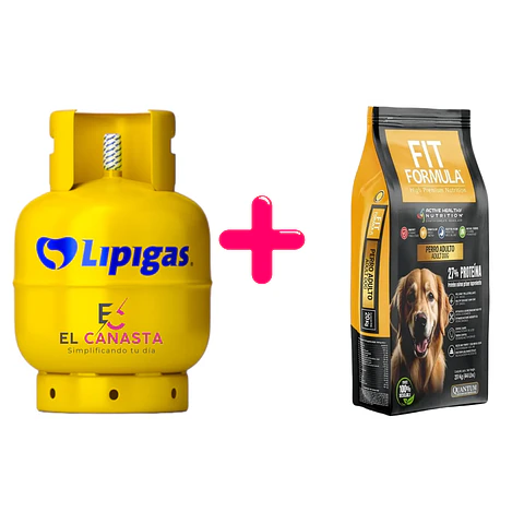 1 Recarga de gas de 15 kg. más un Fit Formula Adulto 20 kg