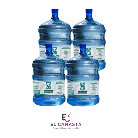 4 RECARGAS DE AGUA PURIFICADA  20 LTS. 