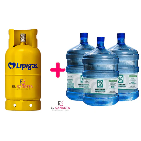 UNA RECARGA DE GAS LIPIGAS DE 11 KG. MÁS 3 RECARGAS DE AGUA PURIFICADA 20 LTS.