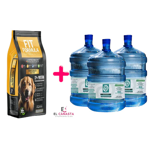 Un Fit Formula Adulto de 20 kilos más 3 recargas de agua purificada de 20 lts. 