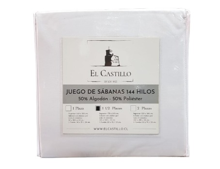 Juego de Sábanas Arthome 144 Hilos 1,5 Plazas Blanco