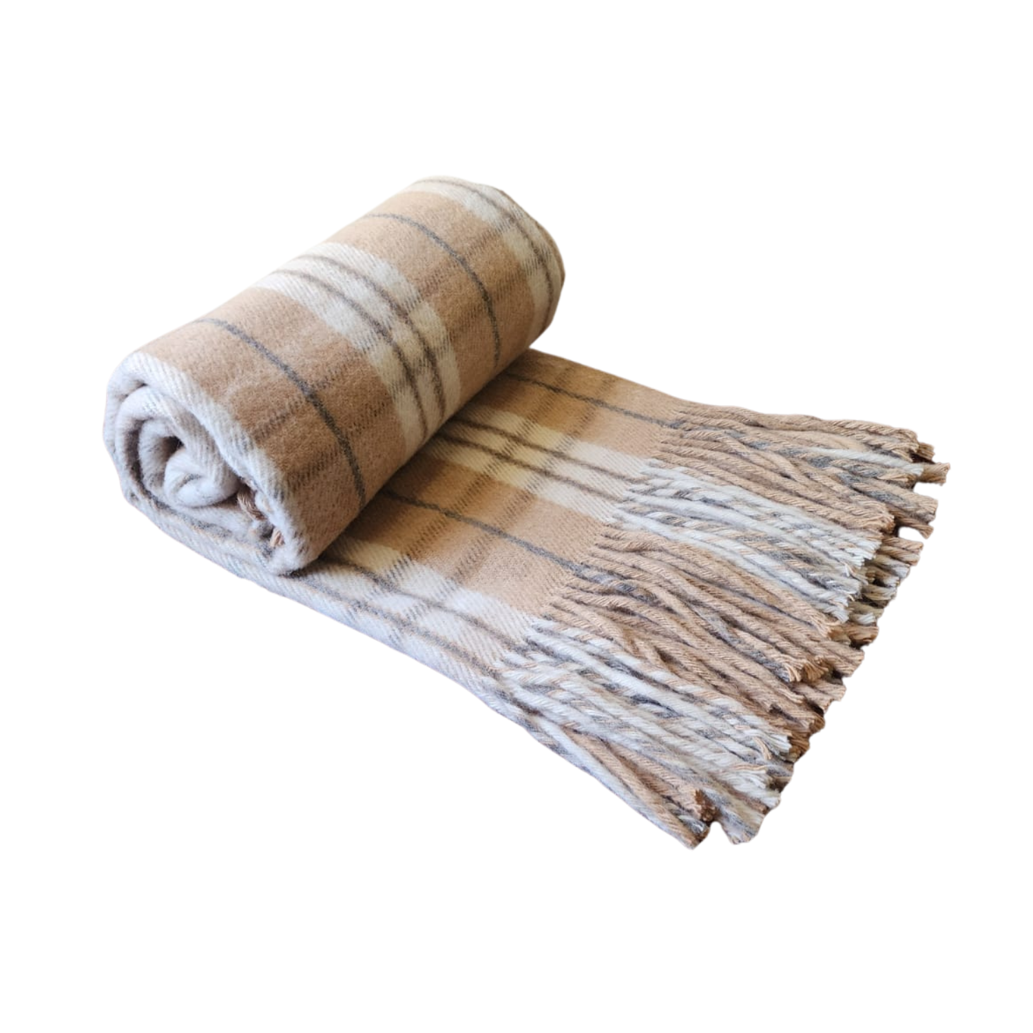 CHALON 100% LANA VIRGEN BEIGE / CRUDO / LINEA GRIS