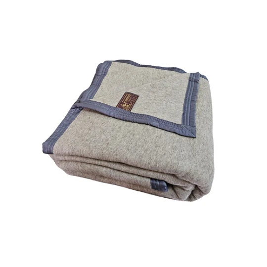 Frazada 2 Plazas 100% Lana Virgen Gris/Gris