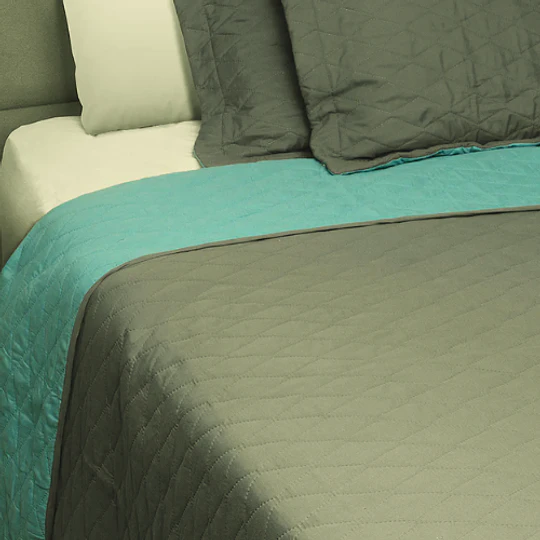 Quilt 2 Plazas Bicolor GRIS-TURQUESA