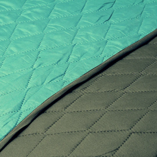 Quilt 1,5 Plazas bicolor Gris- Turquesa