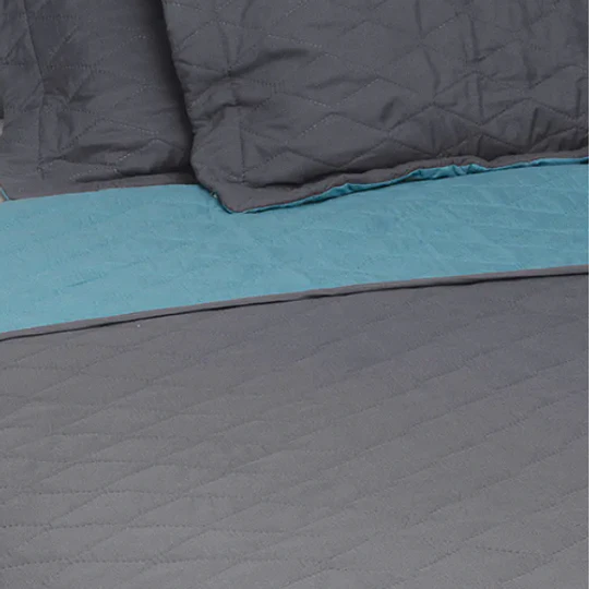 Quilt 2 Plazas Bicolor GRIS-TURQUESA