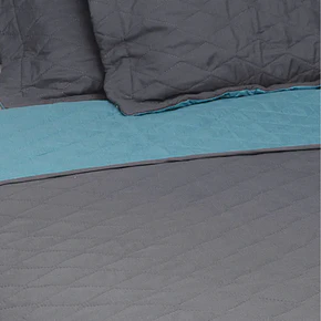 Quilt 1,5 Plazas bicolor Gris- Turquesa