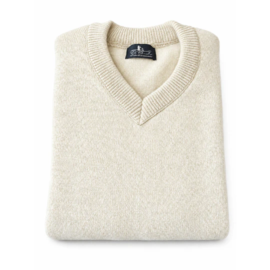 Chaleco 100% lana cuello en V crudo  (XL)