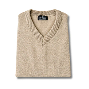 Chaleco 100% lana cuello en V beige (S)