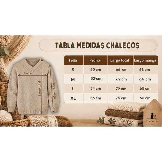 Chaleco 100% lana cuello Redondo Taupe (M)
