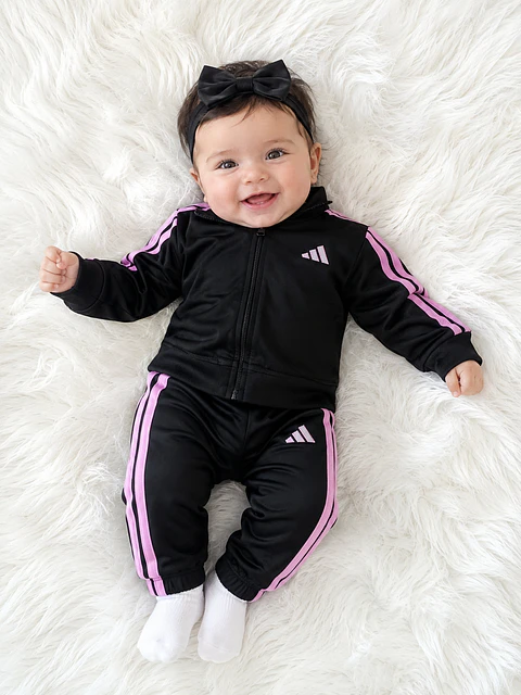 Conjunto Deportivo Adidas Negro / Rosado