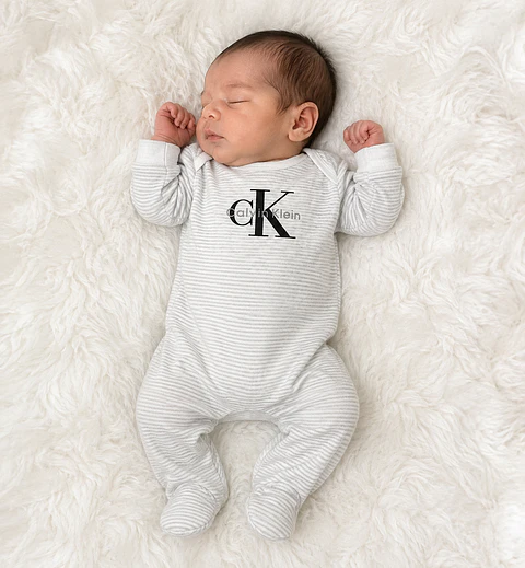 Enterito Calvin Klein para Bebé – Gris con Rayas