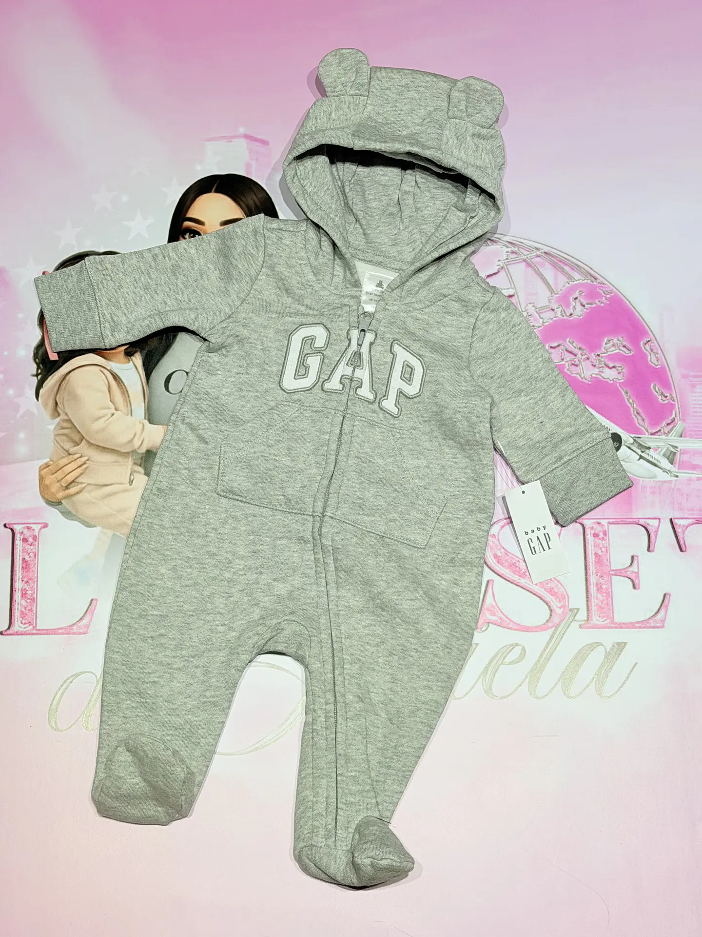 Enterito GAP con Capucha para Bebé Gris Unisex 2