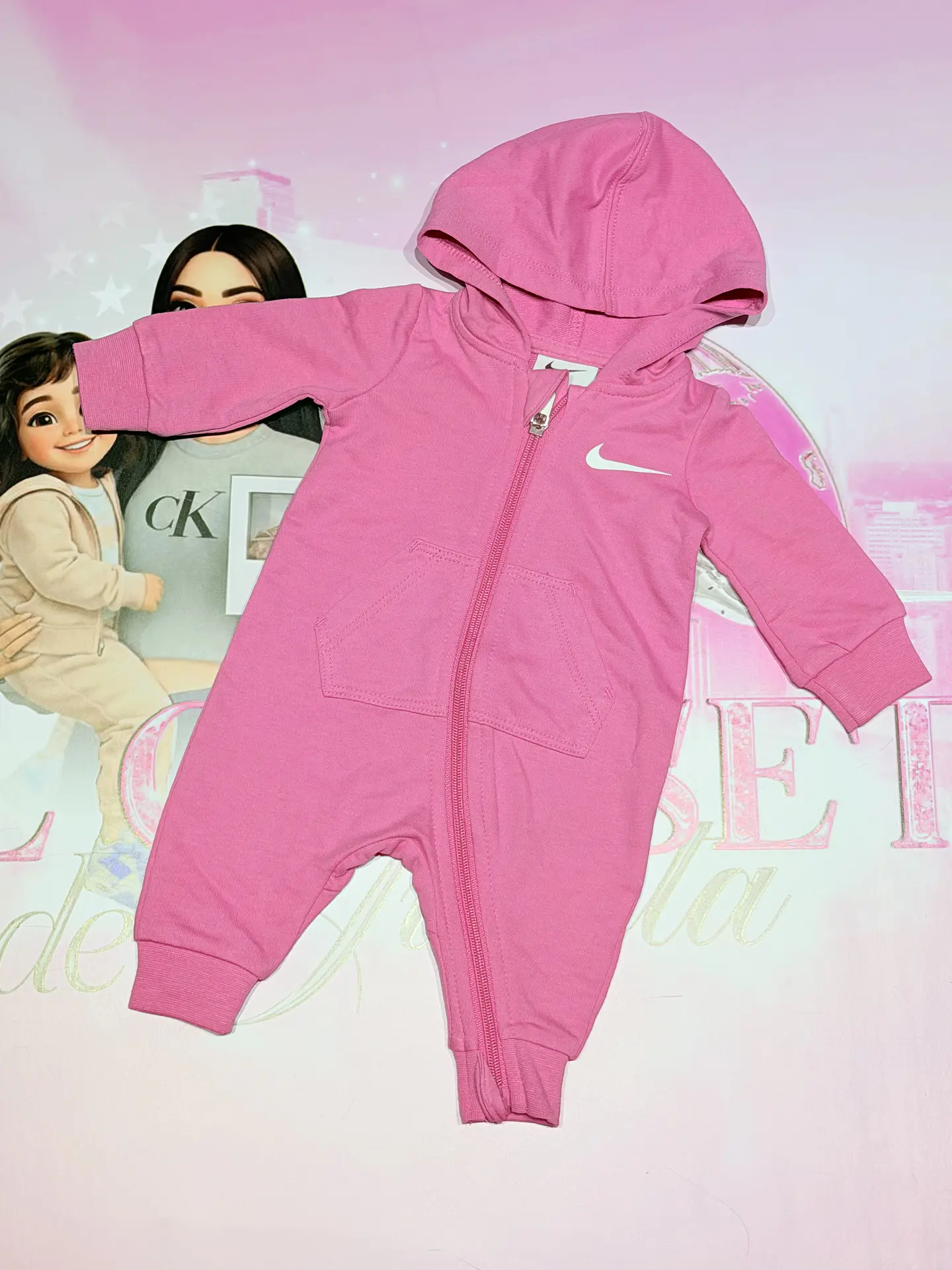 Enterito Nike con Capucha para Bebé – Rosado 2
