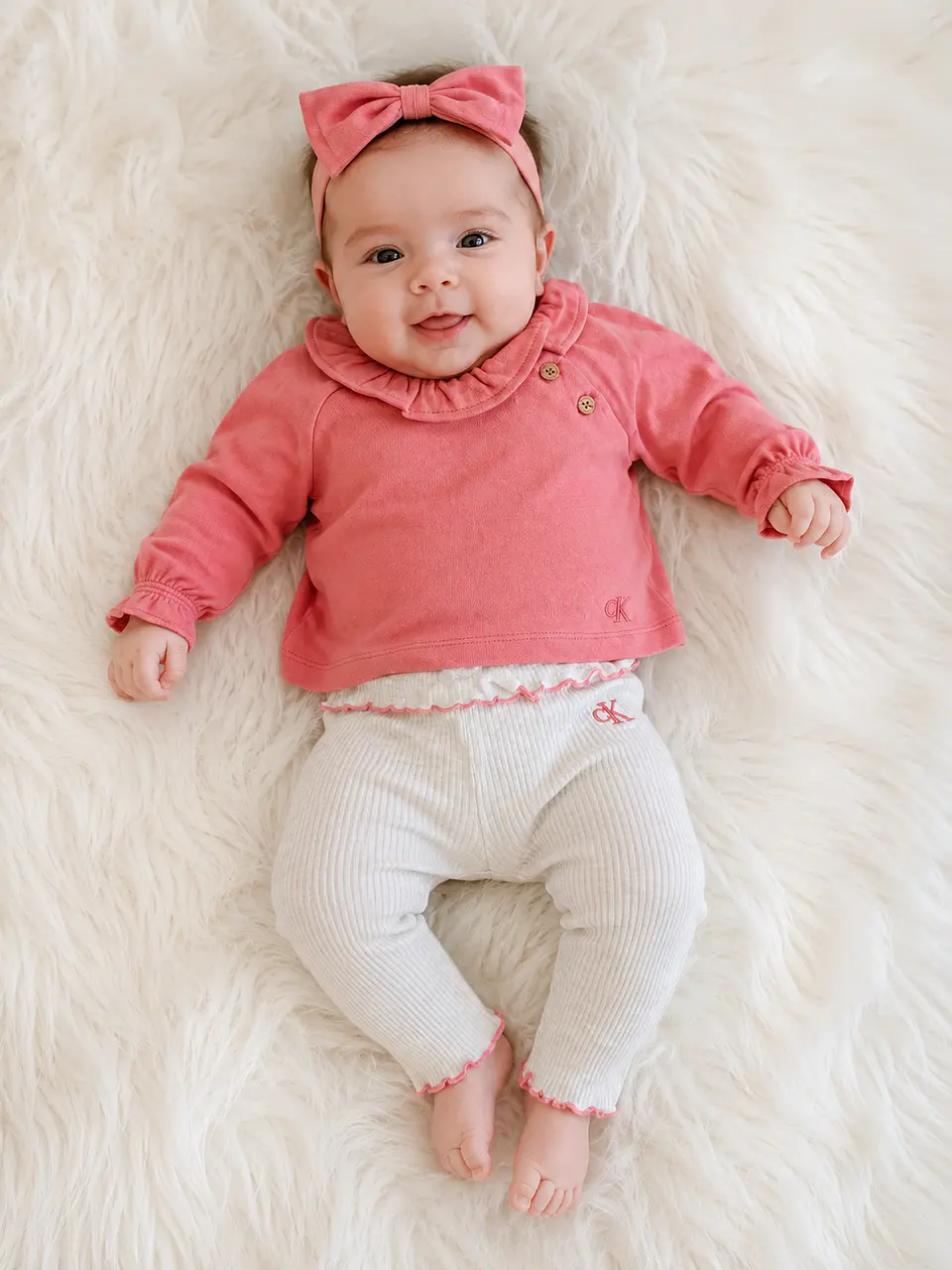 Conjunto Calvin Klein Bebé Rosado con Calza Rib  1