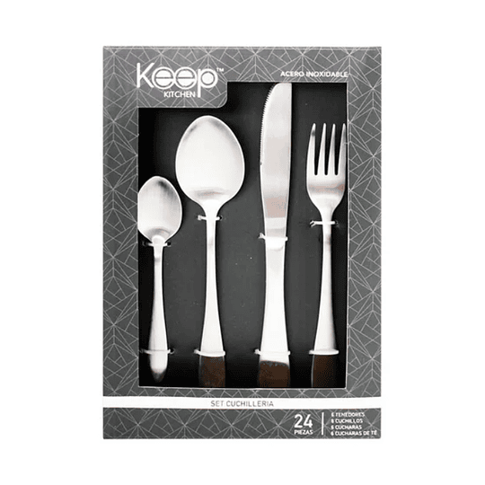 SET CUCHILLERIA 24PCS SILVER