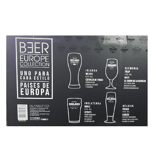 SET 4 EUROPE BEER GLASSO