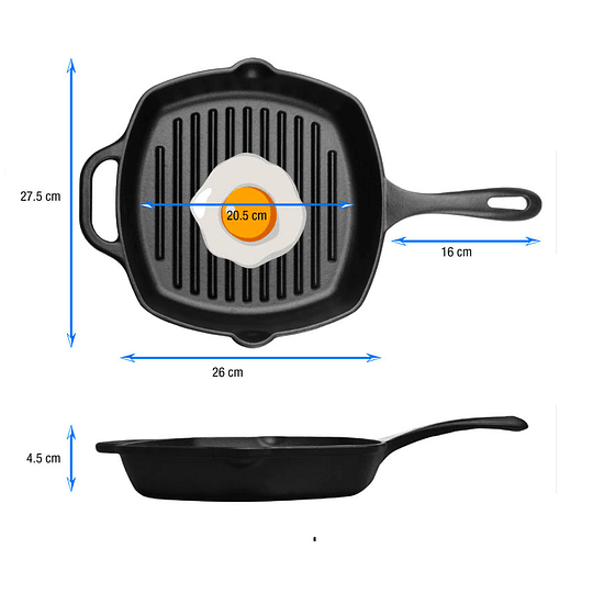 SARTEN CUADRADO GRILL 25x25