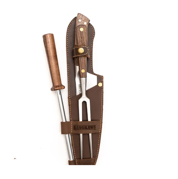 TRILOGIA EN CUERO PINCHO PRO + CUCHILLO CATEMU + ASTIL