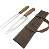 SET TENEDOR + CUCHILLO PARRILLERO F/CUERO CAFÉ RUSTICO