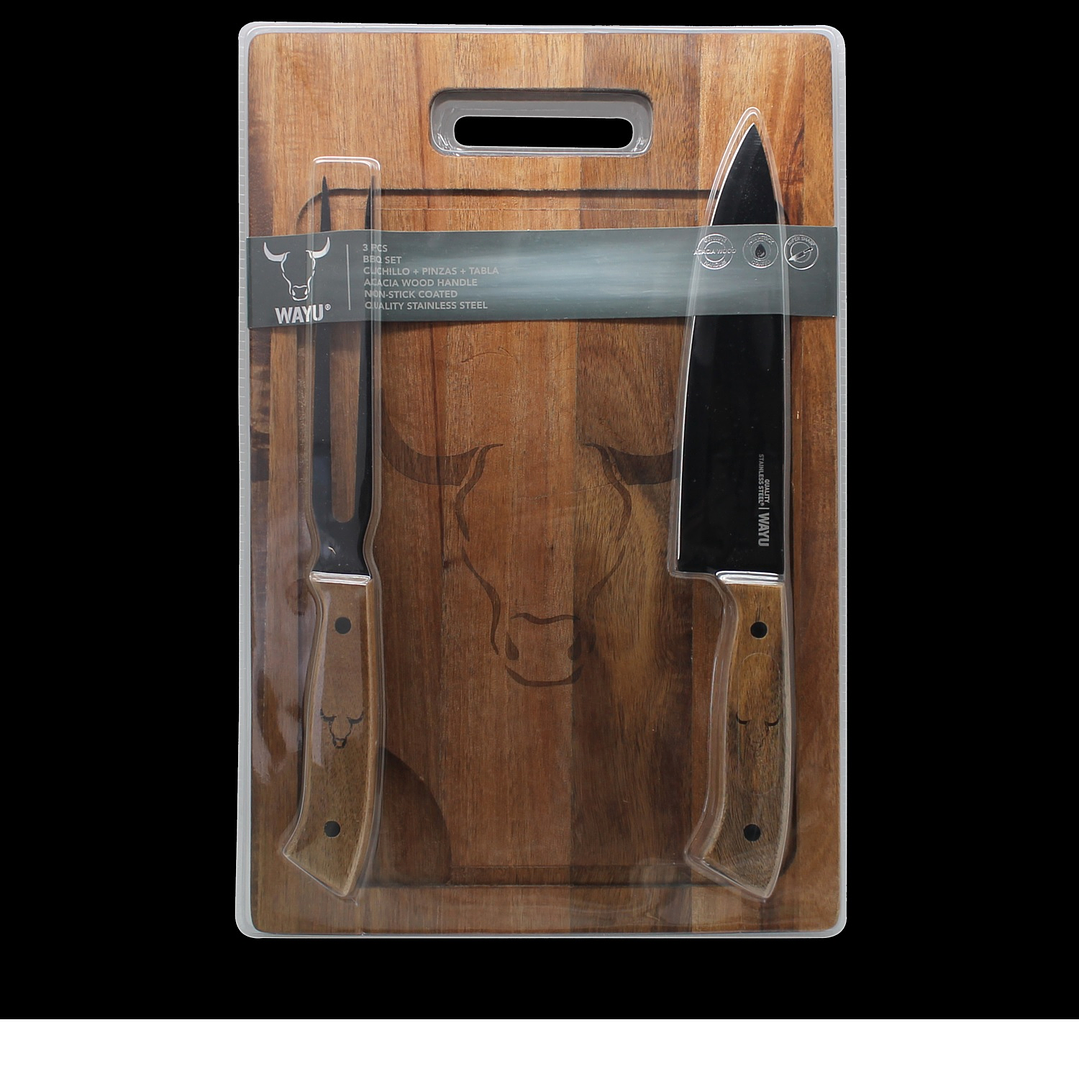 TABLA + CUCHILLO + PINZA WAYU 3