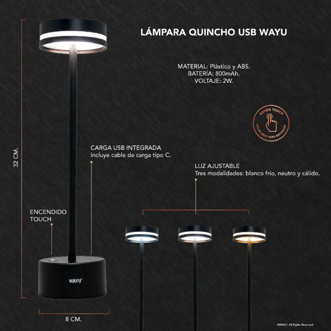 LAMPARA QUINCHO USB 3
