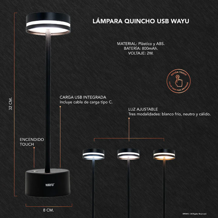 LAMPARA QUINCHO USB 3