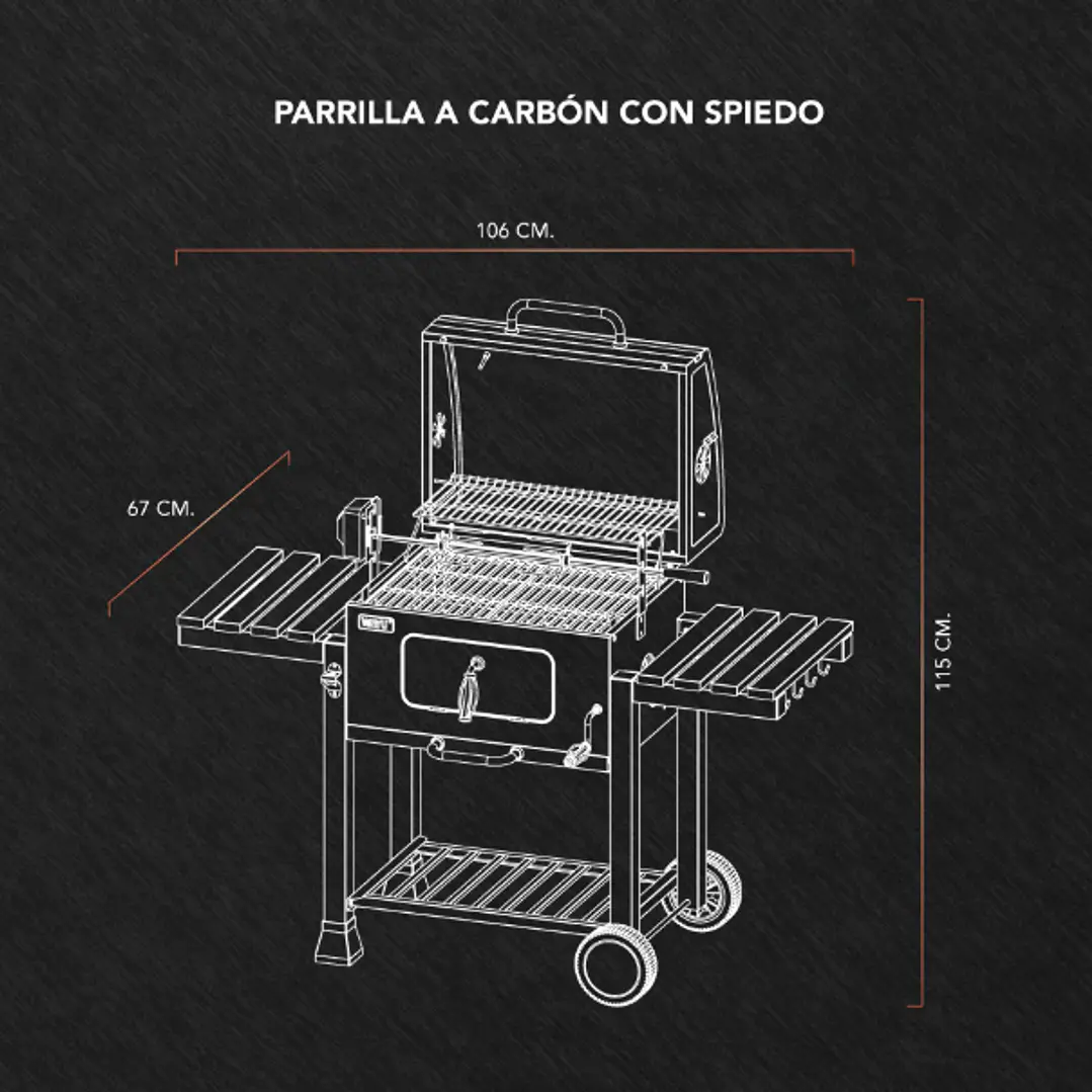 PARRILLA A CARBON WAYU CON SPIEDO 3