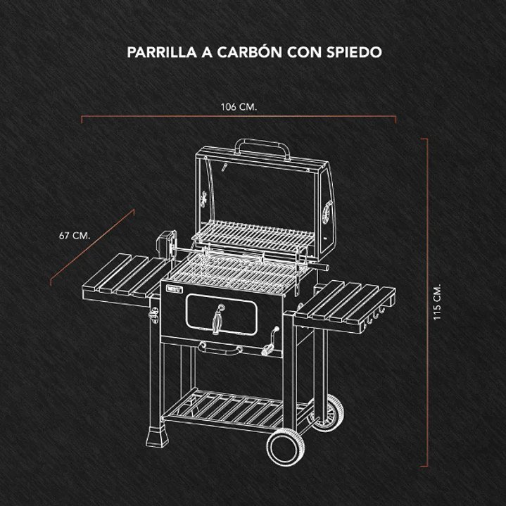 PARRILLA A CARBON WAYU CON SPIEDO 3