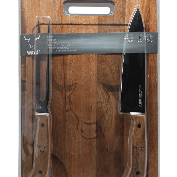 TABLA + CUCHILLO + PINZA WAYU 2