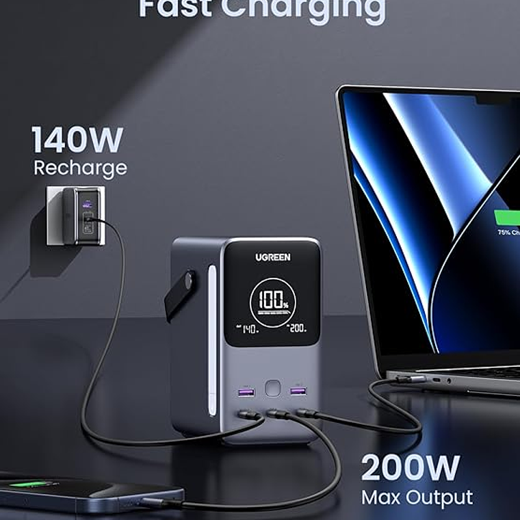 POWER BANK UGREEN 300W - 48000 MAH 5 PUERTOS 2