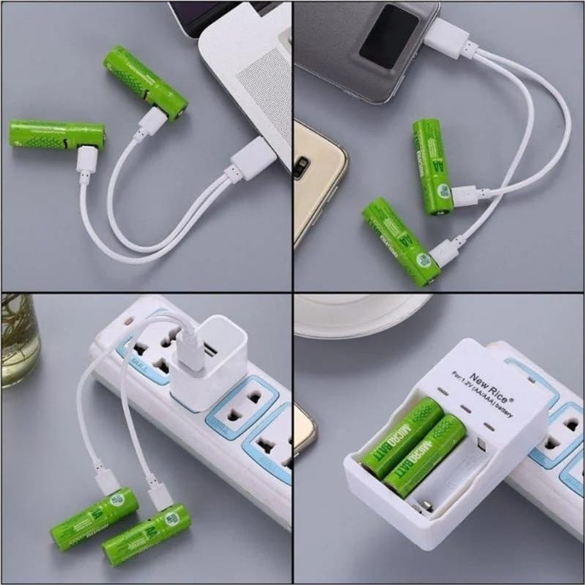 Pilas Recargables AA Litio + Cable de carga - 4 Unidades - Cafini 3