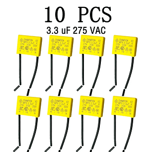 CAPACITOR CONDENSADOR 3.3 UF - REEMPLAZA CABLE NEUTRO - KIT 10 UNIDAD