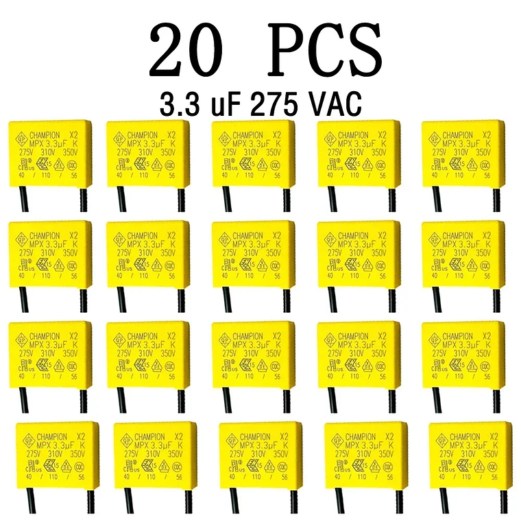 CAPACITOR CONDENSADOR 3.3 UF - REEMPLAZA CABLE NEUTRO - KIT 20 UNIDAD 1