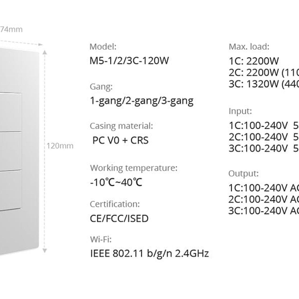 SONOFF INTERRUPTOR INTELIGENTE - SWITCHMAN M5 MATTER - 3 ENTRADAS 3