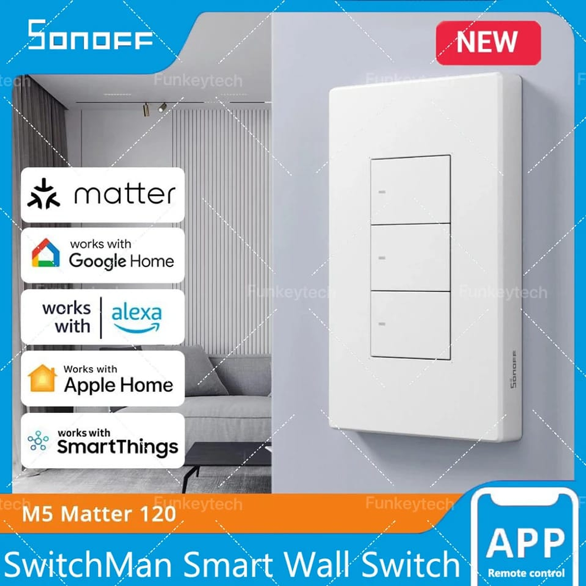 SONOFF INTERRUPTOR INTELIGENTE - SWITCHMAN M5 MATTER - 3 ENTRADAS 1
