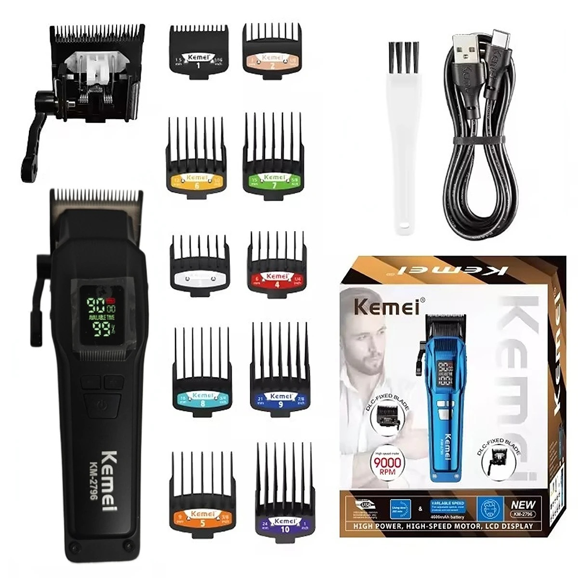CORTADOR DE CABELLO KEMEI 2795 - CLIPPER - NEGRO 1