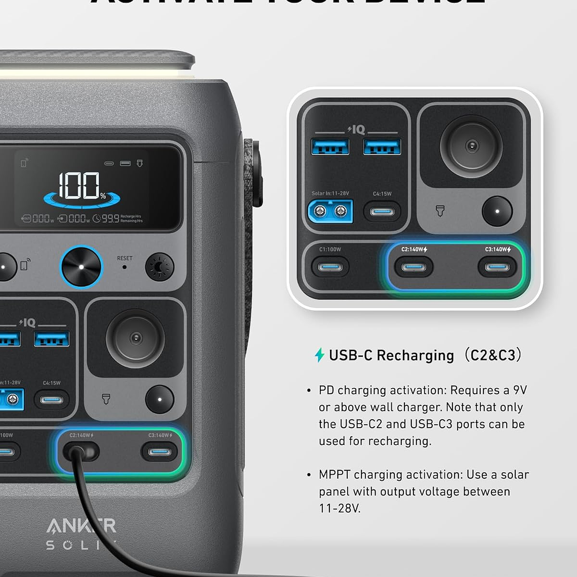 POWER BANK ANKER SOLIX C300 DC - 300W - 90000 MAH - 7 PUERTOS DE CARGA 2