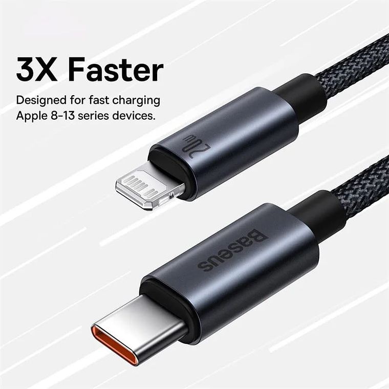 Baseus USB C a Lightning para iPhone - Carga Rápida 20W - 1M 2