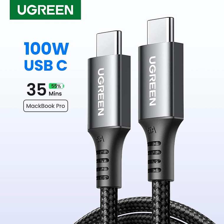 CABLE UGREEN USB C a C - 100W - CARGA RAPIDA - 1MT 1