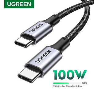 CABLE UGREEN USB C a C - 100W - CARGA RAPIDA - 1MT