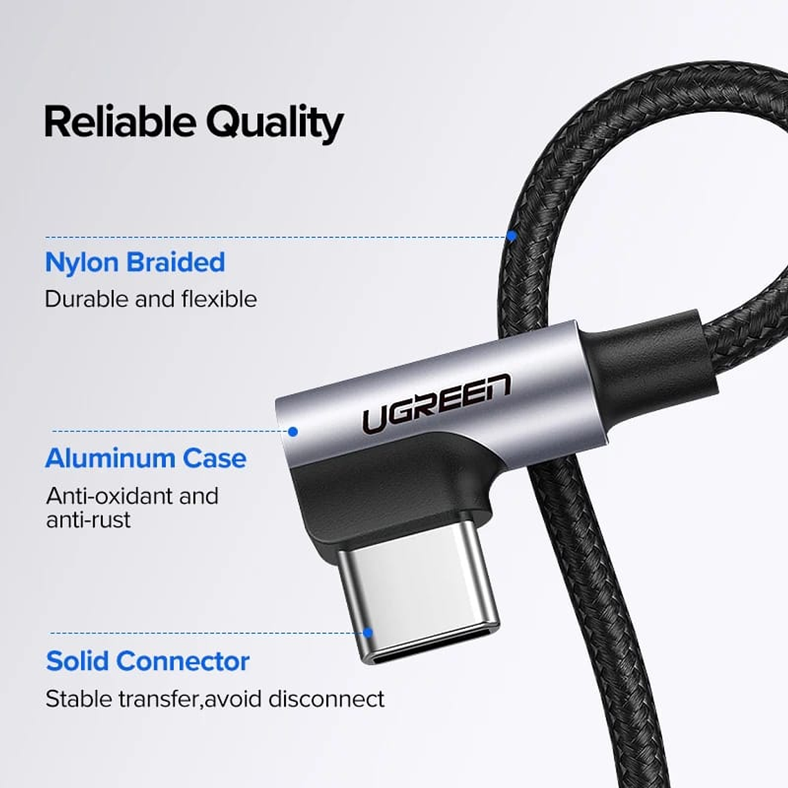 CABLE UGREEN USB TIPO A - USB TIPO C - 2MT - 90 GRADOS 3