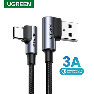 CABLE UGREEN USB a USB C - 2MT - 90 GRADOS EN AMBOS EXTREMOS