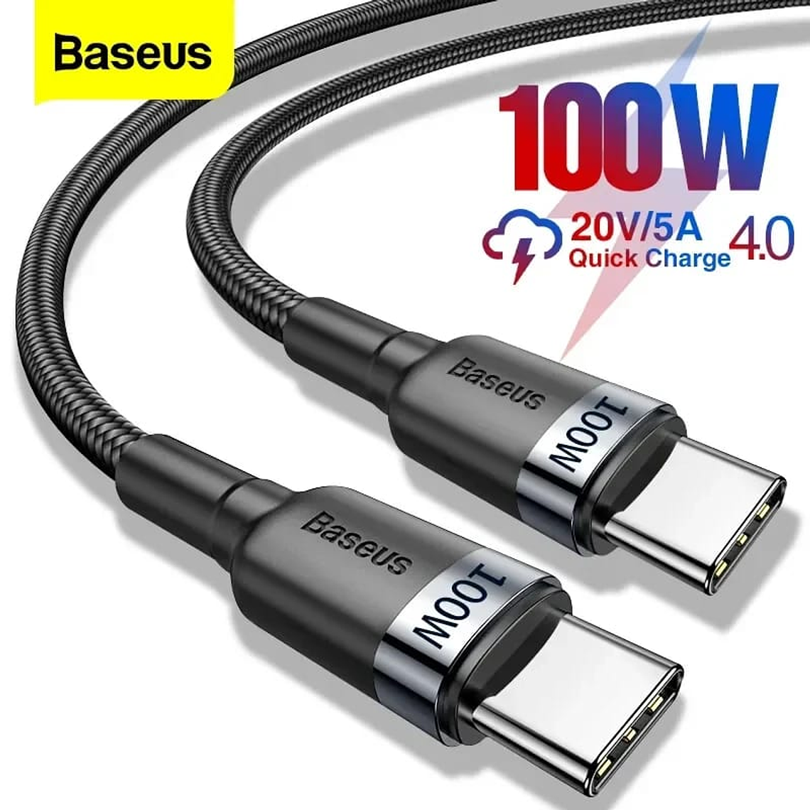 CABLE BASEUS USB C a C - 100W - CARGA RAPIDA - 1MT - NEGRO 1